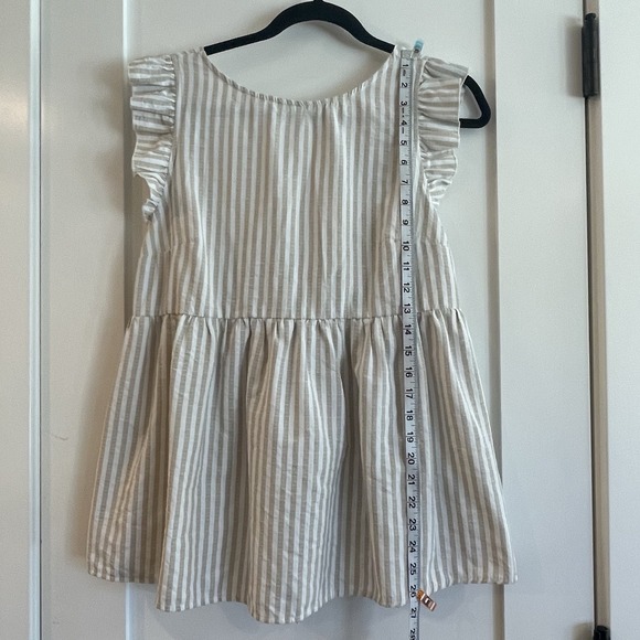 Maternity Flutter Tank Top Tie Back Backless White Tan Smocked Size Large - Picture 7 of 13